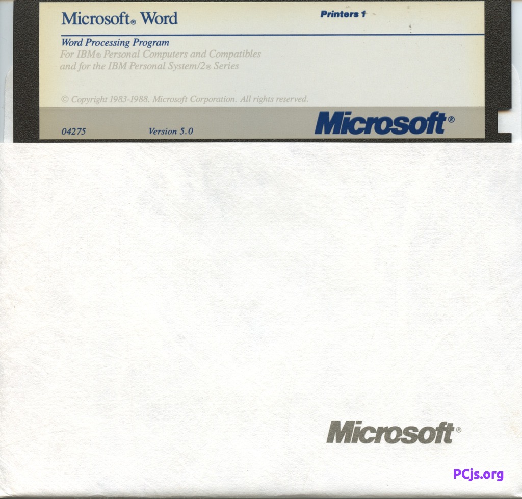 MS Word 5.00 (Printers 1)